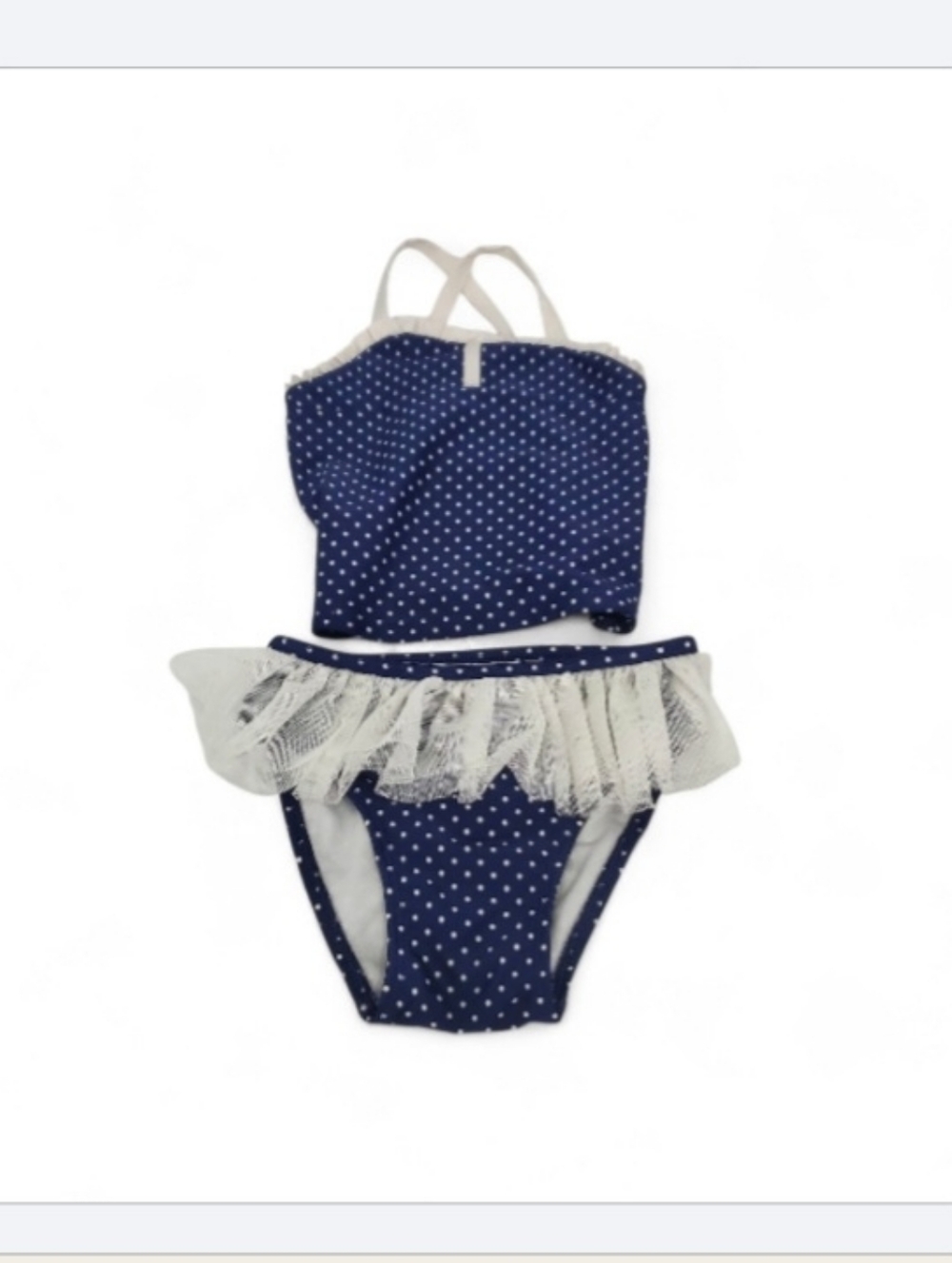 Cat & Jack Navy Blue & White Little Girls Polka Dot Bathing Suit. Sz 2T